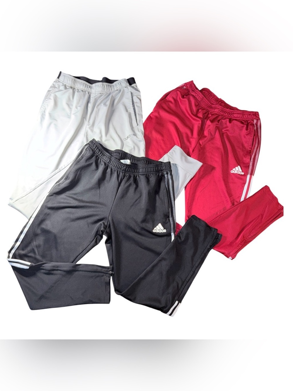 🔥 3 Adidas Pre-Owned Mens Size L Aeroready & Climalite Track Pants 🔥